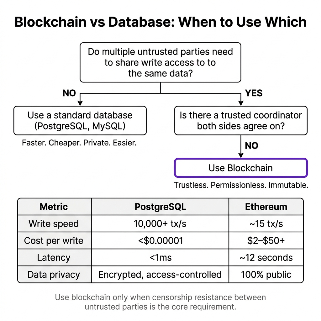 Blockchain vs Database — speed, cost, and use case comparison